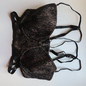 NWOT Black Strappy Lace Mesh Bra Bustier